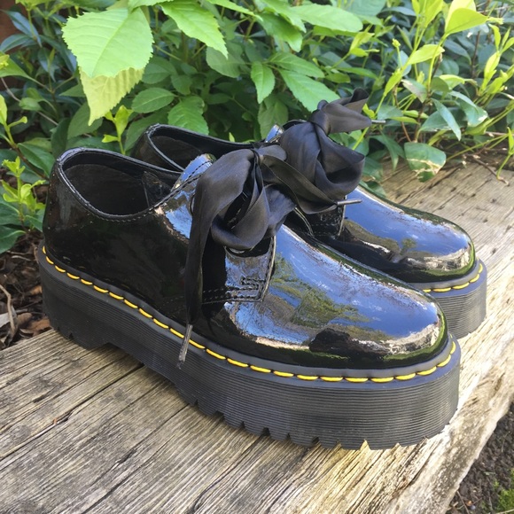 Dr. Martens Shoes - Dr Martens Holly Black Patent Platform Oxfords